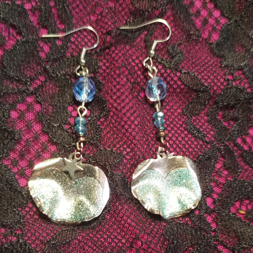 Shimmering Silver and Blue Star Earrings